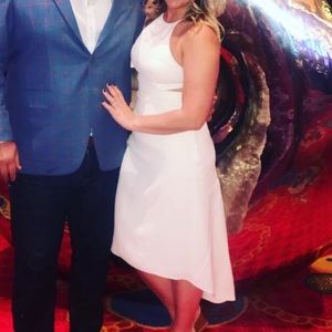 Halston Heritage High Low Belted Cut Out Dress